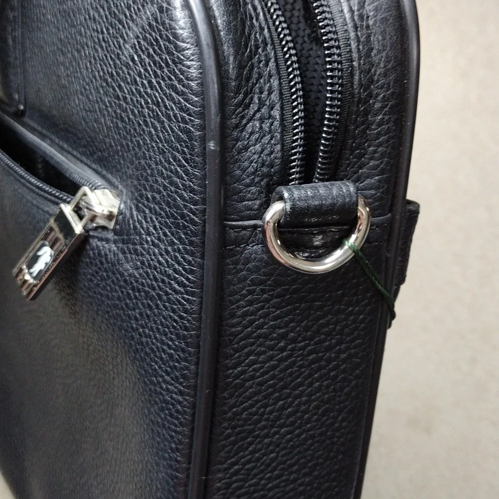 Crocodile brand unisex black pebbled leather bag. NWT.